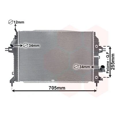 Imagem de VAN WEZEL 37002460 Radiador, arrefecimento do motor Alumínio 600 405 26 Aletas de refrigeração soldadas OPEL: Zafira B
