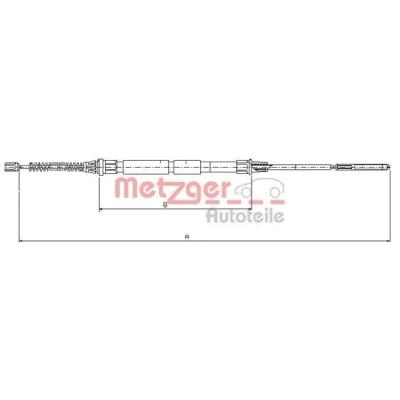 Imagem de METZGER 10.7431 Cabo de Freio Mão traseira esquerda, direita, à direita 1670/1122 Travão tambor COFLE VOLKSWAGEN: Caddy 2 Kastenwagen