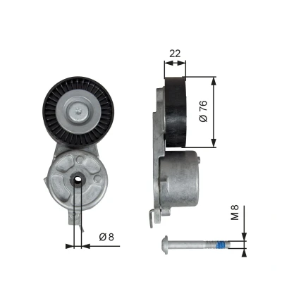 Imagem de GATES T39141 Polia Tensora FleetRunner Micro V Stretch Fit FORD: MONDEO 4 Turnier, S Max Mk1