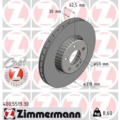 Imagem de ZIMMERMANN 400.5519.30 disco de travão 318 30 6/5 5 112 ventilado, duas peças revestido alto carbono MERCEDES BENZ: Classe C Sedan