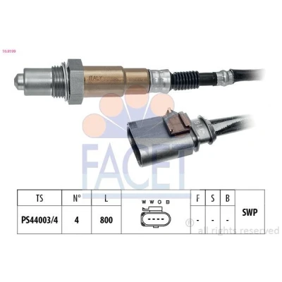Imagem de FACET 10.8199 Sonda lambda Made in Italy OE Equivalent com aquecimento, plana, Rosca pré lubrificada 4 AUDI: A3 Sportback, Hatchback