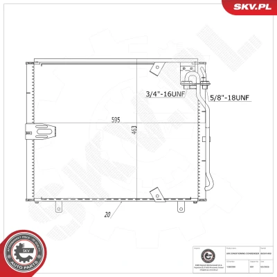 Imagem de ESEN SKV 86SKV469 Condensador sem secador Alumínio 595mm BMW: 5 Sedan