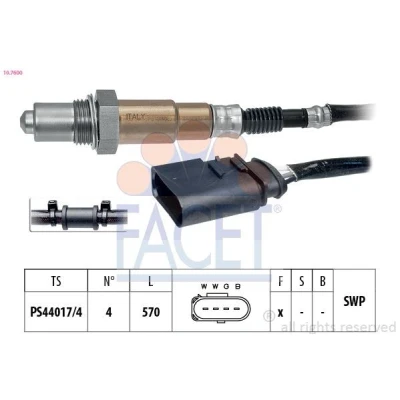 Imagem de FACET 10.7600 Sonda lambda com material de fixação Made in Italy OE Equivalent aquecimento, plana, Rosca pré lubrificada 4 SEAT: Ibiza 3