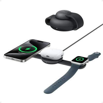 Imagem de Anker MagGo Estação de Carga Sem Fios 3 em 1 Compatível com MagSafe Qi2 15W Preto