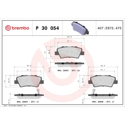 Imagem de BREMBO P 30 054 Jogo de pastilhas para travão disco com avisador sonoro desgaste chapa anti ruído sem acessórios KIA: Optima / K5