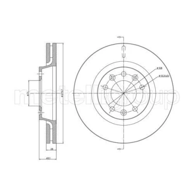 Imagem de METELLI Disco de travão FIAT: Scudo II Van, II, CITROËN: Jumpy MPV 280,0mm 28,0mm 5 71,0mm ventilado pintado 23 0887C 424920