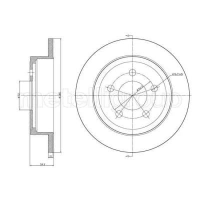 Imagem de METELLI Disco de travão JEEP: Cherokee III 284,9mm 12,0mm 5 72,0mm cheio pintado 23 1017C 52128411AA,52128411AB Discos