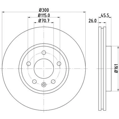 Imagem de HELLA PRO 8DD 355 116 591 Disco de travão 300 26 05/06 115 interior ventilado revestido sem pernos fixação da roda, cubo roda