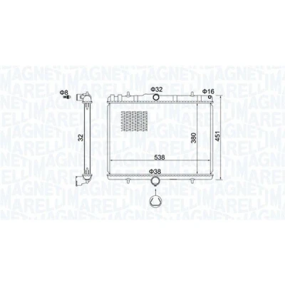 Imagem de MAGNETI MARELLI 350213151800 Radiador, arrefecimento do motor 380 538 23 Aletas de refrigeração unidas mecanicamente CITROËN: C8