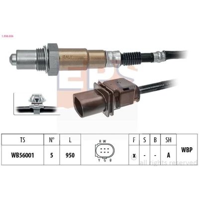 Imagem de EPS 1.998.506 Sonda Lambda com material de fixação aquecimento, plana, banda larga, Rosca pré lubrificada