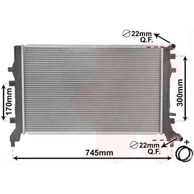 Imagem de VAN WEZEL 58002295 Radiador, arrefecimento do motor Alumínio 625 387 18 *** IR PLUS com acessórios Aletas de refrigeração soldadas