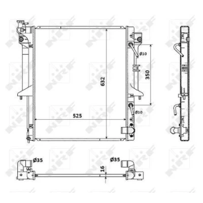 Imagem de NRF 53909 Radiador, arrefecimento do motor Alumínio 635 525 16 Aletas de refrigeração soldadas MITSUBISHI: L200 / Strakar IV Pick up