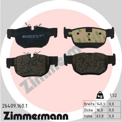 Imagem de ZIMMERMANN 26409.160.1 Jogo de pastilhas para travão disco JAGUAR: F Pace, LAND ROVER: Range Rover Velar