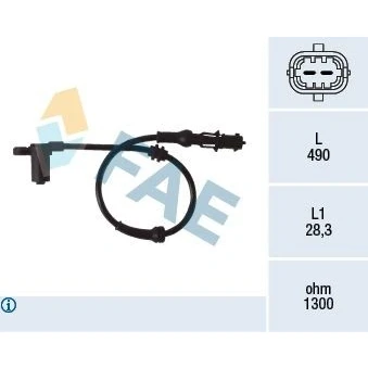 Imagem de FAE 78077 Sensor de ABS Eixo dianteiro inductivo 2 490 OPEL: Corsa C Hatchback, С Van, Tigra Twintop