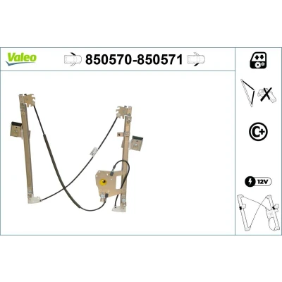 Imagem de Valeo Elevador de vidro à frente, lado esquerdo elétrico sem motor com função conforto 850570 FORD: Focus Mk1 Hatchback, Carrinha