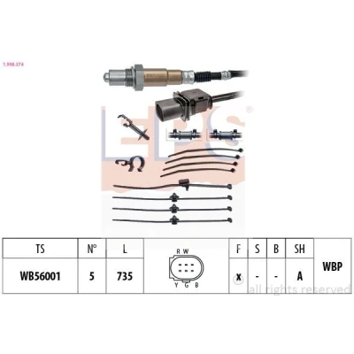 Imagem de EPS 1.998.374 Sonda Lambda com material de fixação aquecimento, plana, banda larga, Rosca pré lubrificada