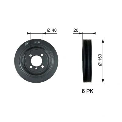 Imagem de GATES TVD1129 Polia da Cambota 153 sem acessórios FleetRunner Micro V Stretch Fit