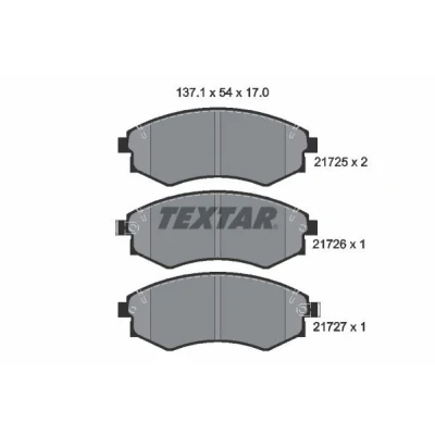 Imagem de TEXTAR 2172501 Jogo de pastilhas para travão disco com avisador sonoro desgaste HYUNDAI: COUPE, Matrix, Elantra III Sedan, SSANGYONG: Musso SUV