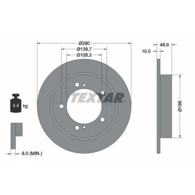 Imagem de TEXTAR 92237300 Disco de travão 290 10 05/07 139,7 cheio sem pernos fixação da roda, cubo roda SUZUKI: Jimny SUV