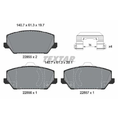 Imagem de TEXTAR 2285501 Jogo de pastilhas para travão disco com avisador sonoro desgaste acessórios HYUNDAI: i30 III Hatchback, Kauai / Kona SUV