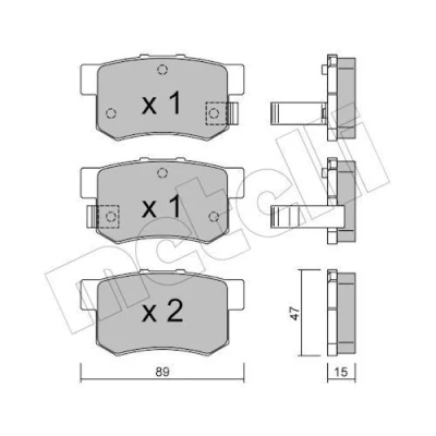 Imagem de METELLI 22 0173 0 Jogo de pastilhas para travão disco com avisador sonoro desgaste HONDA: CIVIC 7 Hatchback, Accord Tourer, S2000