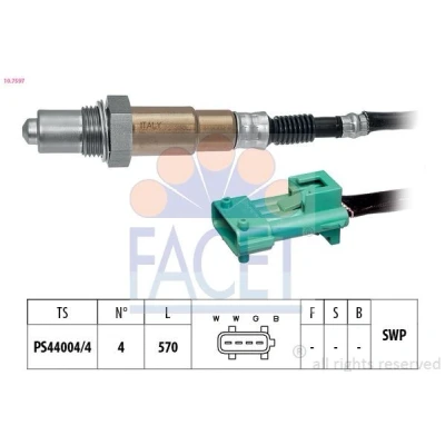 Imagem de FACET 10.7597 Sonda lambda Made in Italy OE Equivalent com aquecimento, plana, Rosca pré lubrificada 4 PEUGEOT: 206 Hatchback, 207 Hatchback