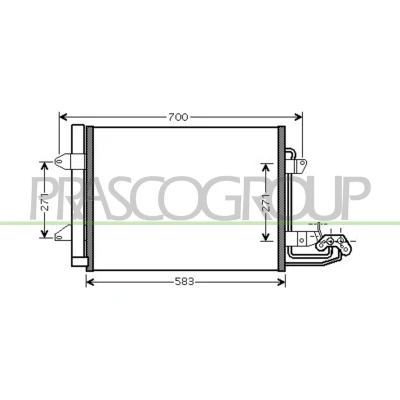 Imagem de PRASCO VG715C001 Condensador com secador 15 13 Alumínio 560 VOLKSWAGEN: Touran I