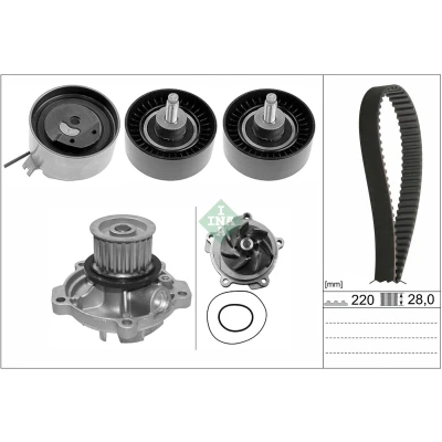 Imagem de INA 530 0456 30 bomba de Água + Kit Correia Distribuição com água JEEP: Cherokee III, CHRYSLER: VOYAGER 4