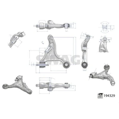 Imagem de SWAG 33 11 1583 Braço de suspensão com rolamentos Eixo dianteiro, esquerda transversal Alumínio VOLVO: V70 2, S60 I