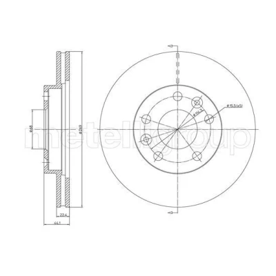 Imagem de METELLI Disco de travão RENAULT: Megane 4, IV Sedan, DACIA: Duster II, SUV 269,0mm 22,3mm 5 68,0mm ventilado pintado 23 1288C
