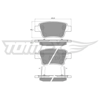 Imagem de TOMEX brakes TX 13 62 Jogo de pastilhas para travão disco Eixo traseiro com avisador sonoro desgaste TOYOTA: Avensis II Station Wagon