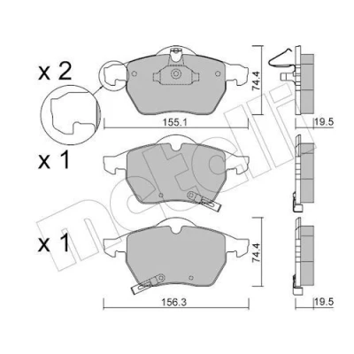 Imagem de METELLI 22 0118 2 Jogo de pastilhas para travão disco com avisador sonoro desgaste OPEL: Astra G CC, Caravan, Zafira A, SAAB: 9 5 Sedan