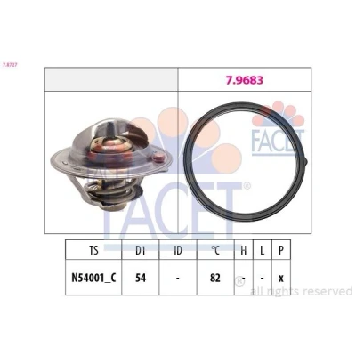 Imagem de FACET 7.8727 Termóstato, líquido de refrigeração 82oC 54mm Made in Italy OE Equivalent KIA: cee‘d I Carrinha, CARENS 4, Cerato Hatchback