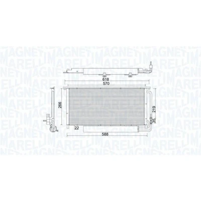 Imagem de MAGNETI MARELLI 350203922000 Condensador com secador 570x266x22 266mm 570mm 22mm SMART: Roadster Cabrio