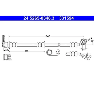 Imagem de ATE 24.5265 0348.3 Mangueira de Travão 345mm M10x1mm