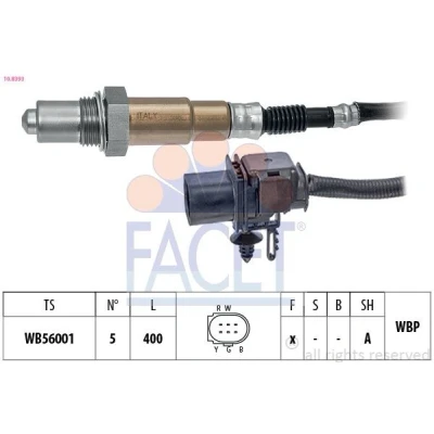 Imagem de FACET 10.8393 Sonda Lambda com material de fixação aquecimento, plana, banda larga, Rosca pré lubrificada 5 VOLVO: V60 I
