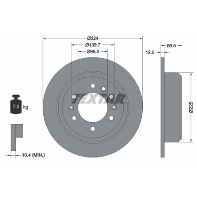 Imagem de TEXTAR 92161800 Disco de travão 324 12 06/09 139,7 cheio sem pernos fixação da roda, cubo roda
