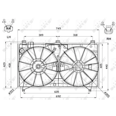 Imagem de NRF 47566 ventilador de radiador 353 12 150/100 com estrutura do (caixilho)
