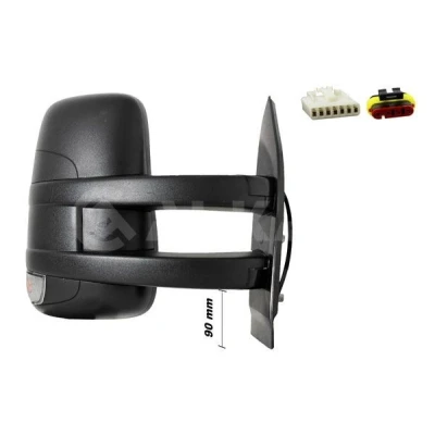 Imagem de espelho retrovisor Alkar 9244250 à direita elétrico aquecível, braço do comprido, convexo para veículo com volante esquerda