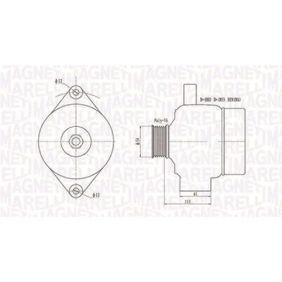 Imagem de MAGNETI MARELLI 063731952010 Alternador 12V 130A SAAB: 9 3 Carrinha, Sedan