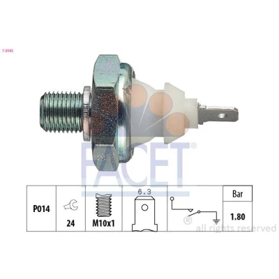 Imagem de FACET 7.0045 Sensor Pressão do Óleo M10x1 2 Made in Italy OE Equivalent VOLKSWAGEN: GOLF 3, Polo II Coupe, 2, AUDI: 80 B4 Sedan, Cabriolet