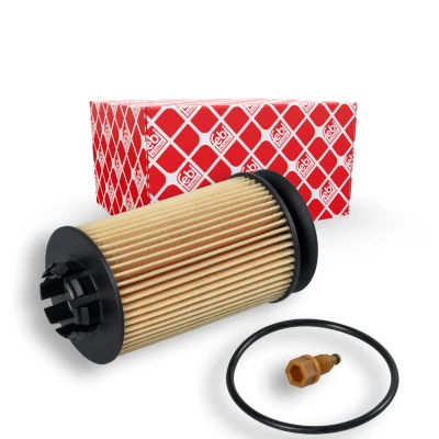 Imagem de FEBI BILSTEIN 108861 Filtro de óleo com material montagem, junta Cartucho filtrante MERCEDES BENZ: Classe E Sedan, VOLKSWAGEN: Touareg I