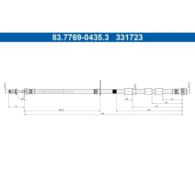Imagem de ATE 83.7769 0435.3 Mangueira de Travão 430mm M10x1mm FORD: Ecosport Mk2 2.0 4x4, 1.5 TDCi EcoBlue Ti VCT TDCi, 1.6