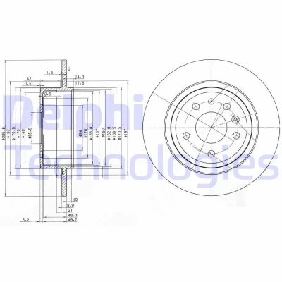 Imagem de DELPHI BG3908C Disco de travão 286 10 5 cheio revestido não tratado sem o rolamento da roda, anel sensor do ABS SAAB: 9 Sedan, 900 II Cabrio