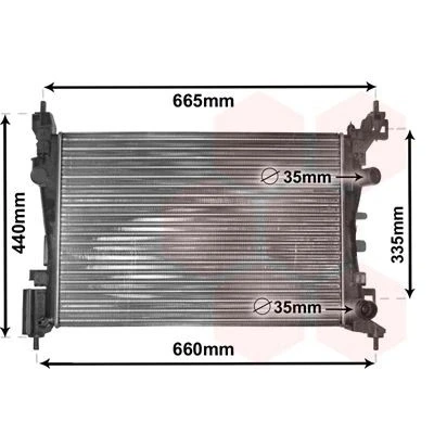 Imagem de VAN WEZEL 37002408 Radiador, arrefecimento do motor Alumínio 540 375 26 Aletas de refrigeração unidas mecanicamente OPEL: Corsa D Hatchback