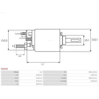 Imagem de AS PL BSX155(IKA) Escova de carvão, motor arranque 9,90mm 25,00mm 15,00mm