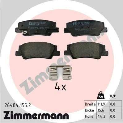 Imagem de ZIMMERMANN 26484.155.2 Jogo de pastilhas para travão disco com avisador sonoro desgaste HYUNDAI: Tucson