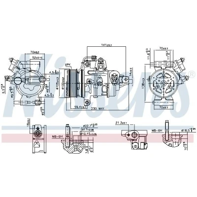 Imagem de NISSENS 890787 Compressor 10SRE13C 12 PAG 46 YF R 134a, 1234yf