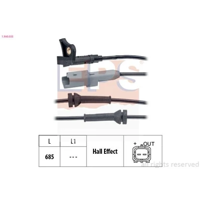Imagem de EPS 1.960.035 Sensor de ABS Made in Italy OE Equivalent 685mm PEUGEOT: 3008 I, 308 I Hatchback, RCZ Coupe, CITROËN: DS5 C4 Hatchback