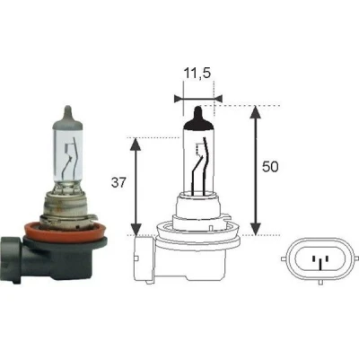 Imagem de MAGNETI MARELLI 002547100000 Lâmpada, farol de longo alcance H8 12V 35W PGJ 19 1 Halogéneo BMW: 3 Coupe, 5 Sedan, X5, VOLKSWAGEN: Touran I